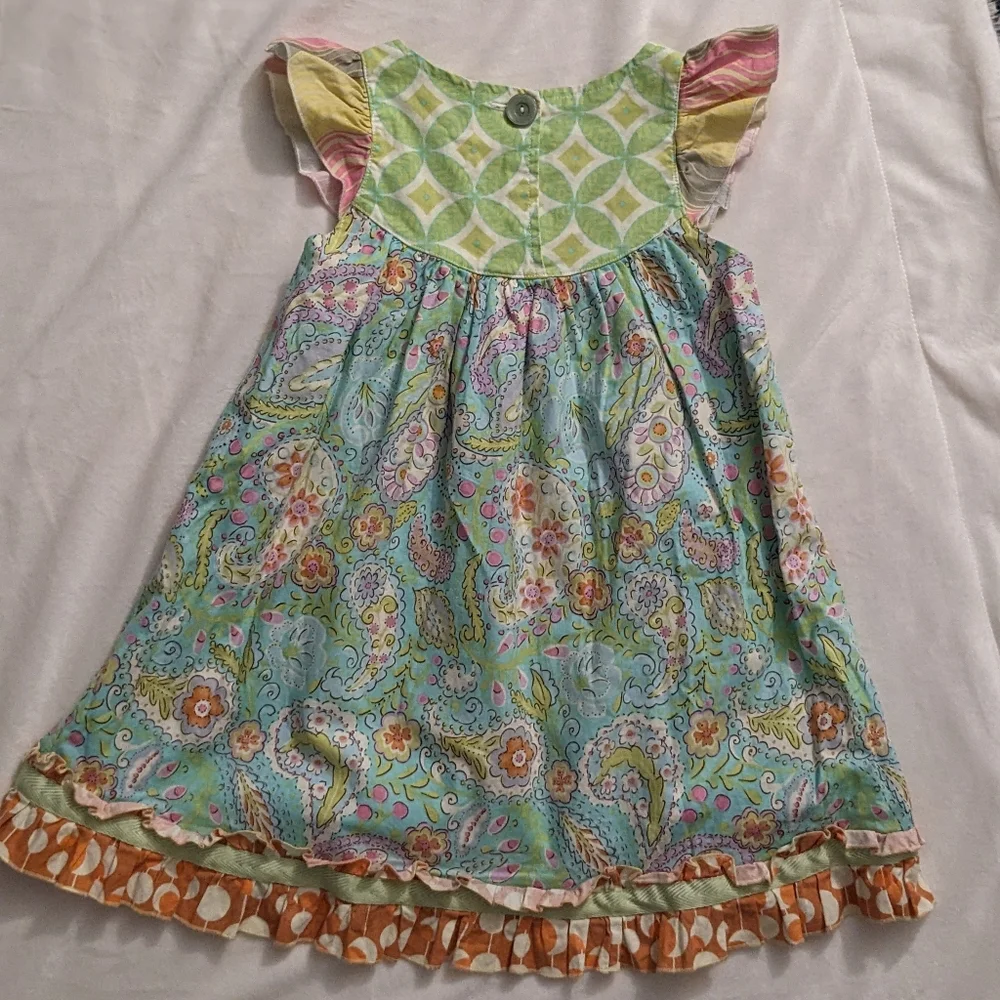 Laura Kae Designs Mixed Print Ruffle Cap Sleeve Dress *see measurements